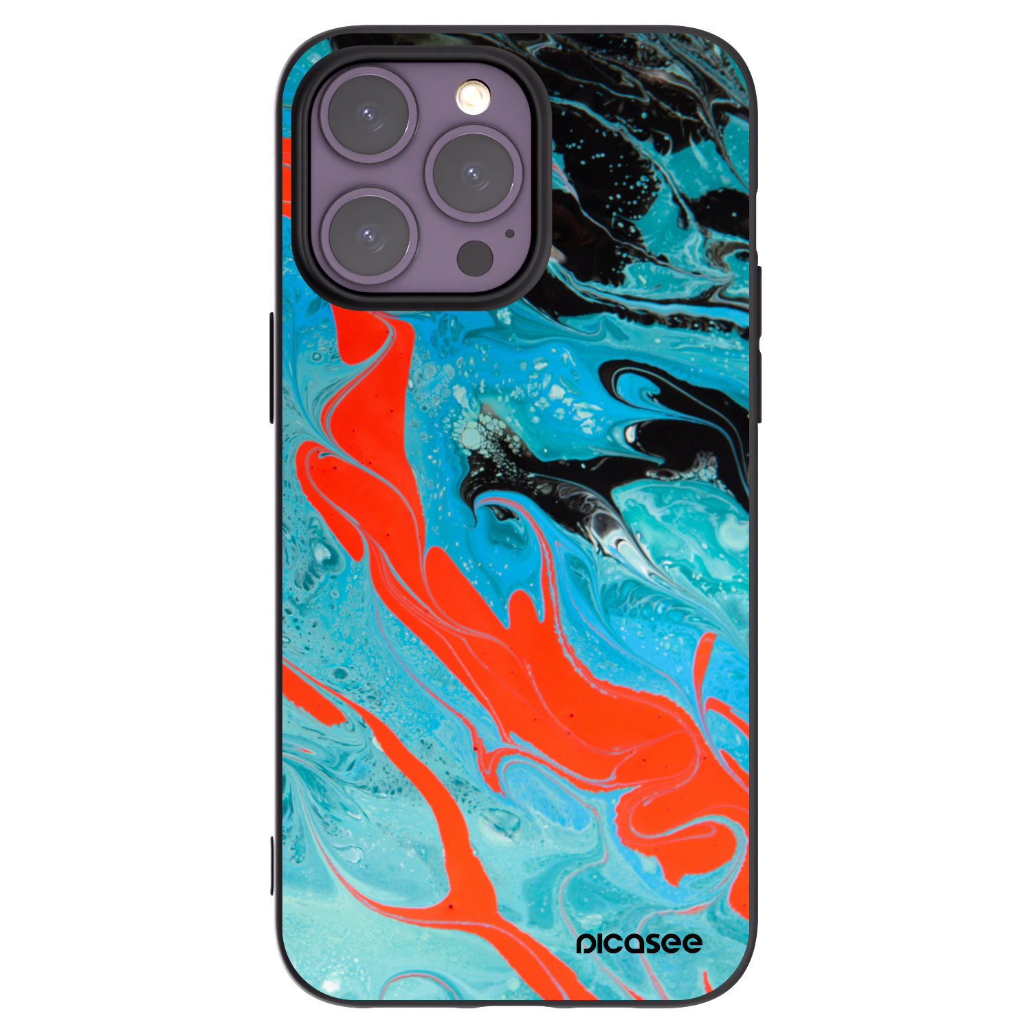 Picasee silikónový čierny obal pre Apple iPhone 14 Pro Max - Blue Magma