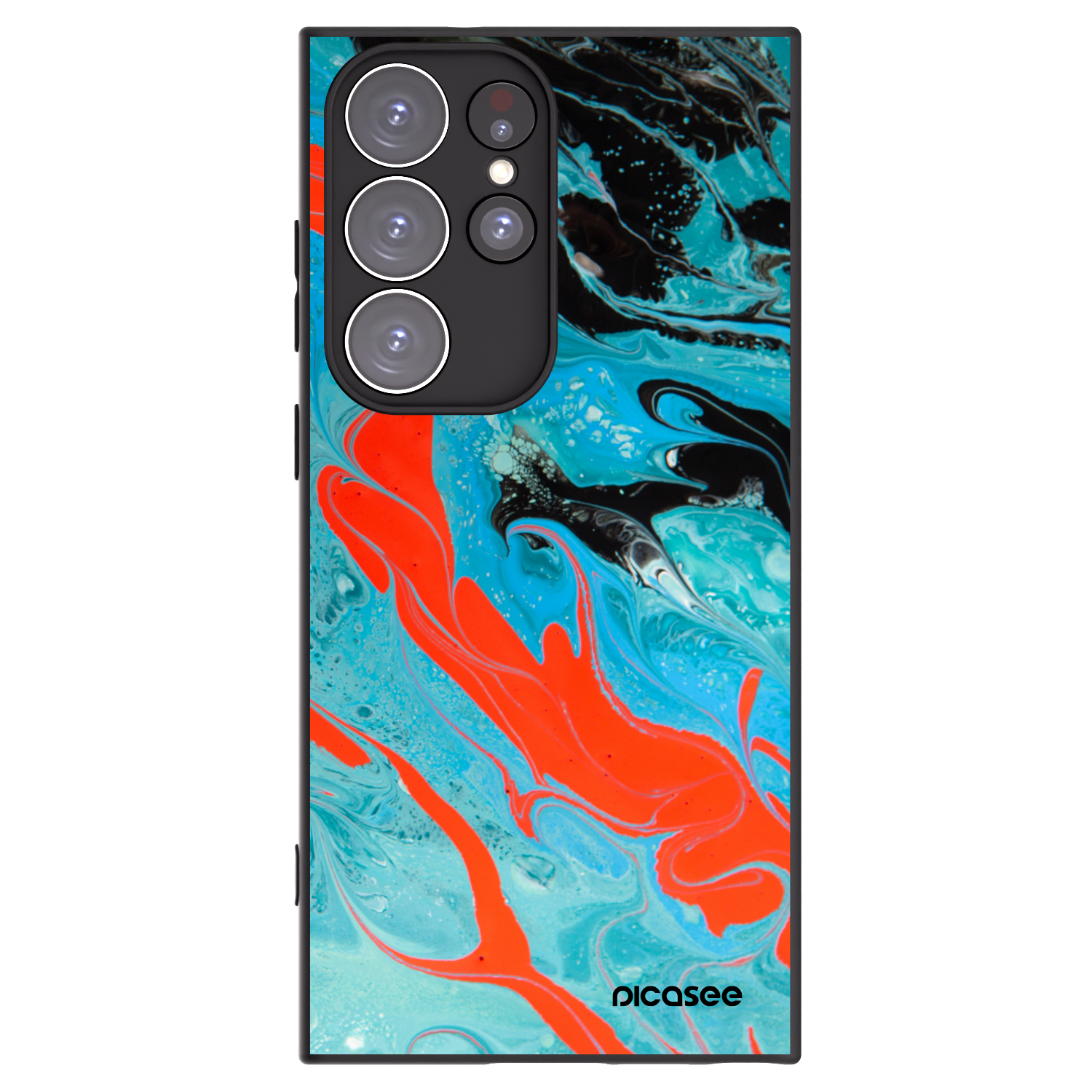 Picasee silikónový čierny obal pre Samsung Galaxy S23 Ultra 5G - Blue Magma