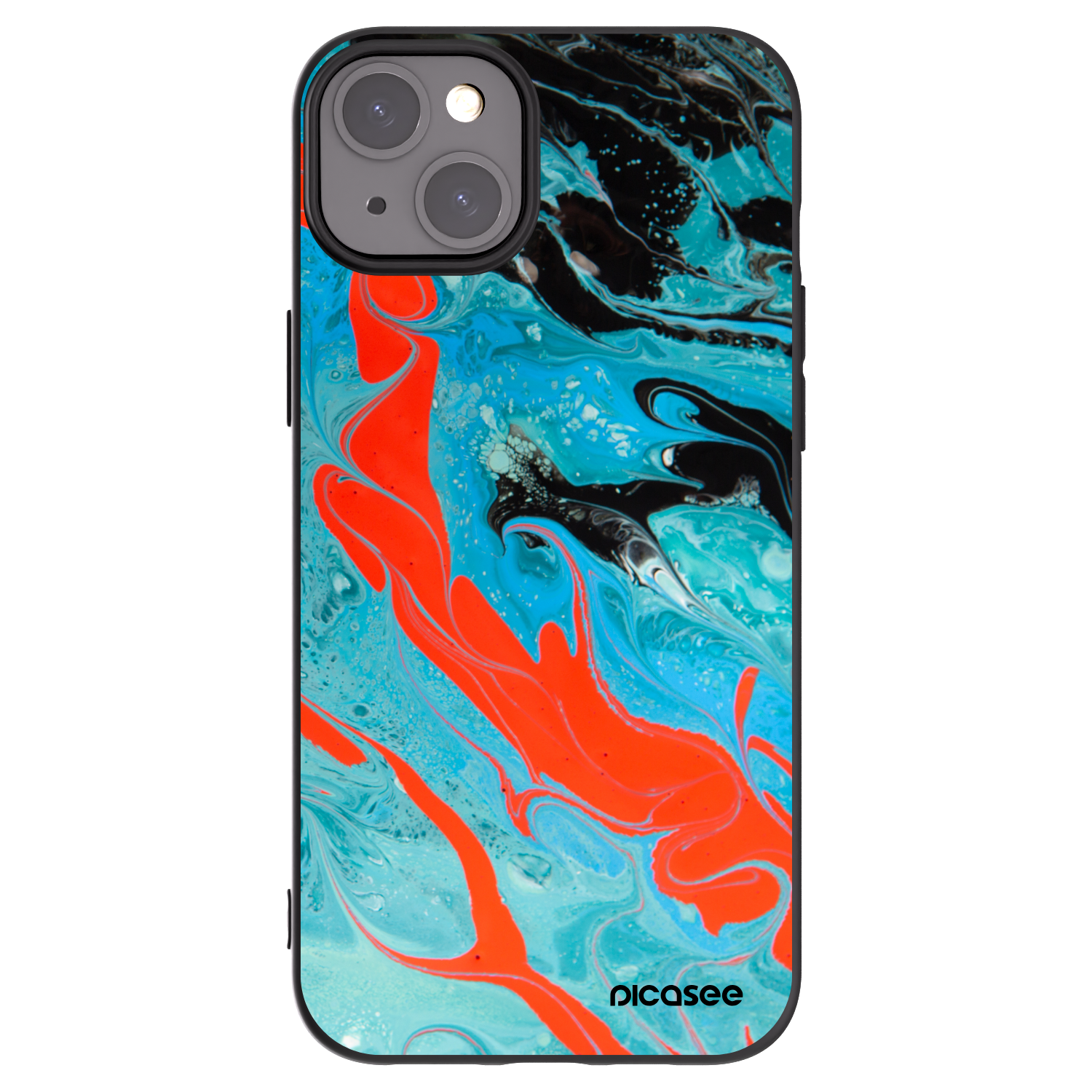 Picasee silikónový čierny obal pre Apple iPhone 15 Plus - Blue Magma