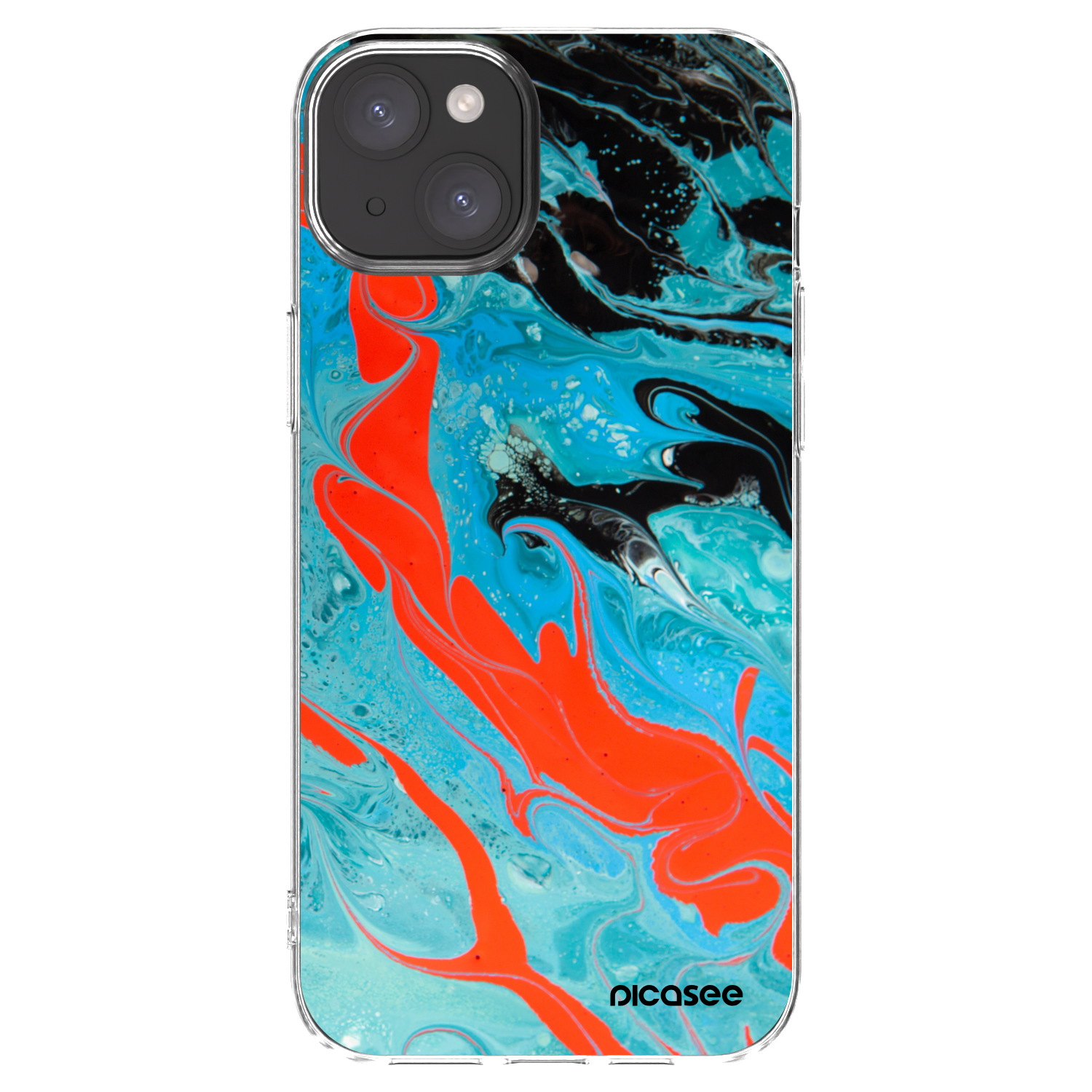 Picasee silikónový prehľadný obal pre Apple iPhone 15 Plus - Blue Magma
