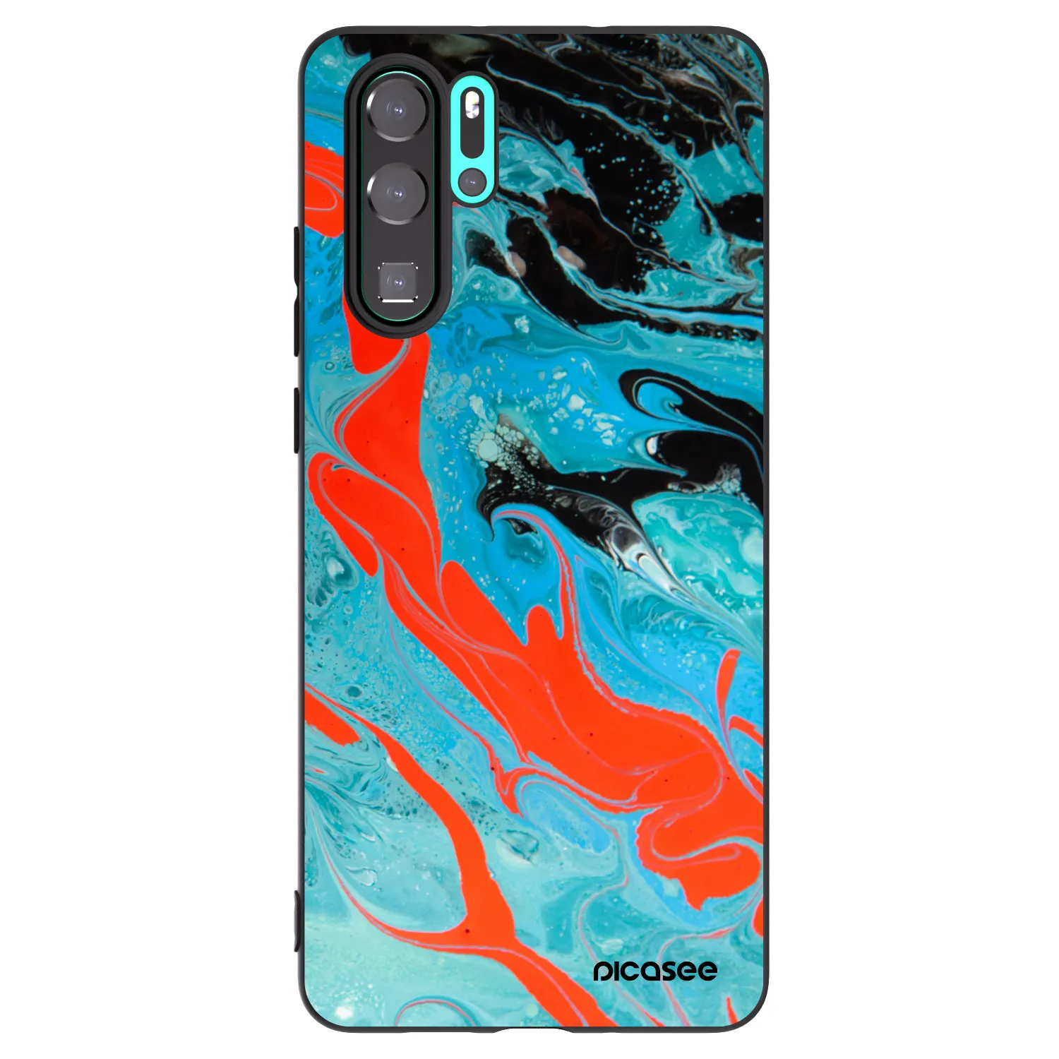 Picasee silikónový čierny obal pre Huawei P30 Pro - Blue Magma
