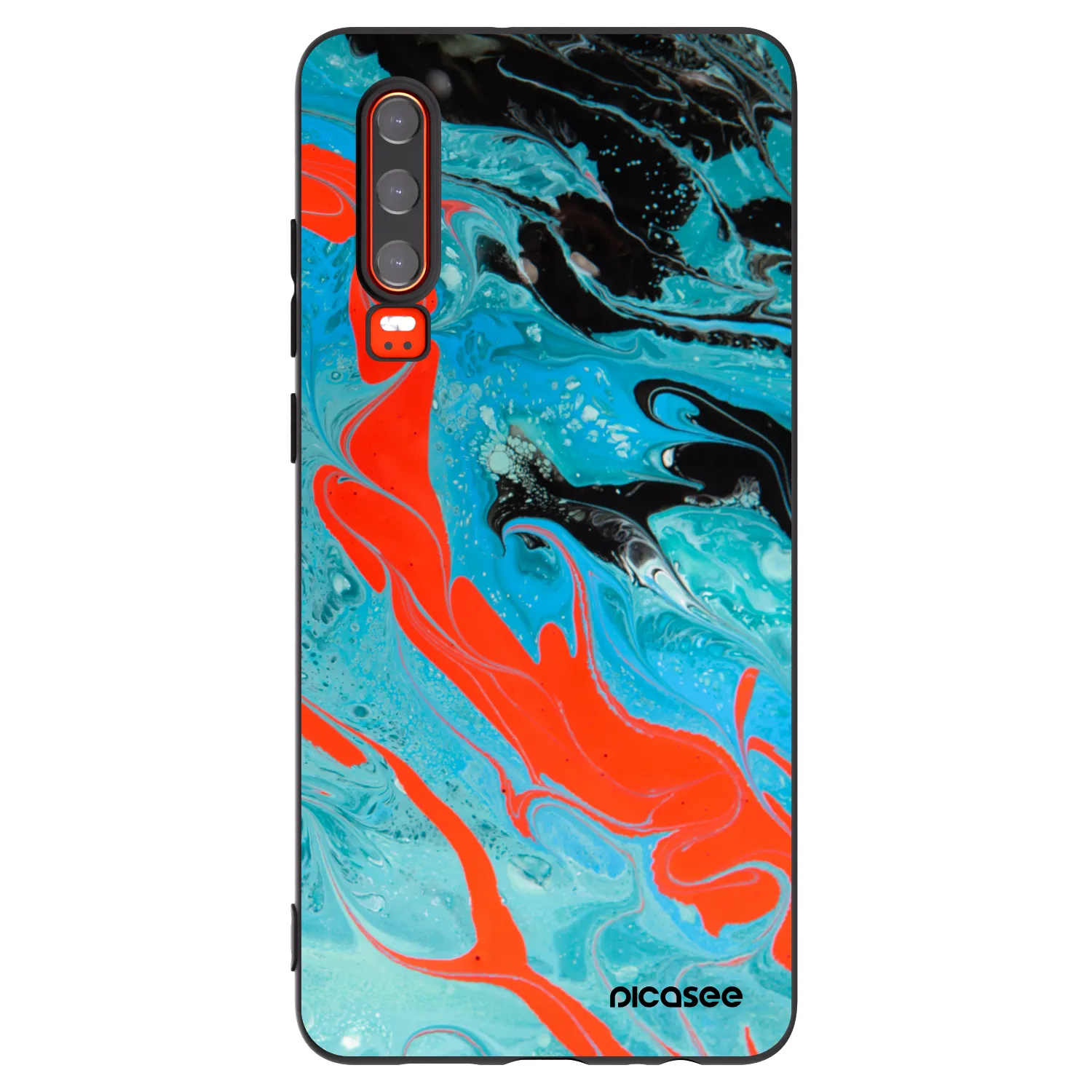 Picasee silikónový čierny obal pre Huawei P30 - Blue Magma