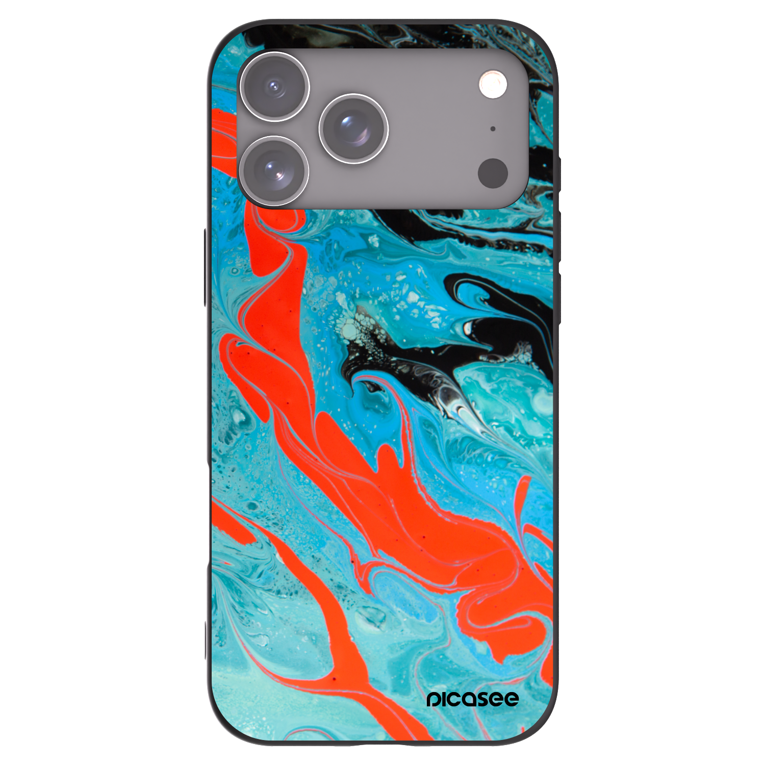 Picasee silikónový čierny obal pre Apple iPhone 17 Pro Max - Blue Magma