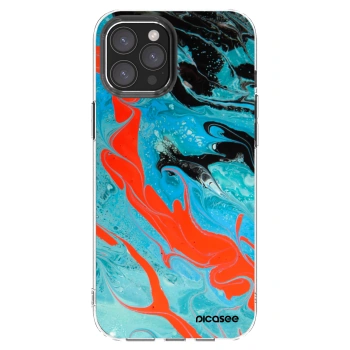Picasee silikónový prehľadný obal pre Apple iPhone 12 Pro Max - Blue Magma