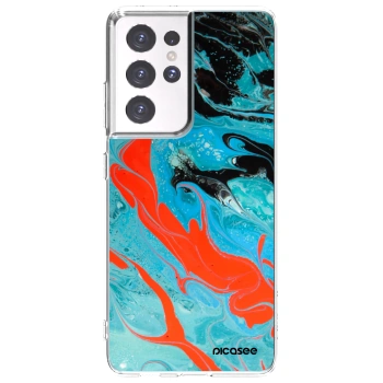 Picasee silikónový prehľadný obal pre Samsung Galaxy S21 Ultra 5G G998B - Blue Magma