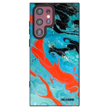 Picasee silikónový čierny obal pre Samsung Galaxy S22 Ultra 5G - Blue Magma