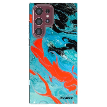 Picasee silikónový prehľadný obal pre Samsung Galaxy S22 Ultra 5G - Blue Magma