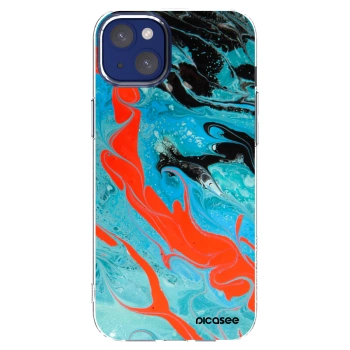 Picasee silikónový prehľadný obal pre Apple iPhone 14 Plus - Blue Magma