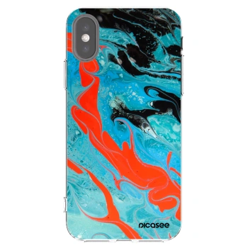 Picasee silikónový prehľadný obal pre Apple iPhone X/XS - Blue Magma