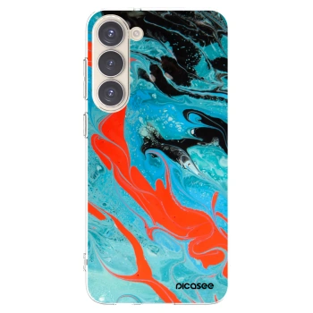 Picasee silikónový prehľadný obal pre Samsung Galaxy S23+ 5G - Blue Magma