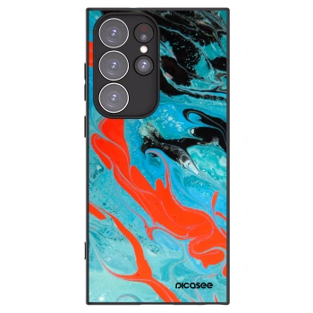 Picasee silikónový čierny obal pre Samsung Galaxy S23 Ultra 5G - Blue Magma