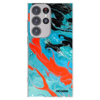 Picasee silikónový prehľadný obal pre Samsung Galaxy S23 Ultra 5G - Blue Magma