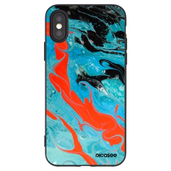 Picasee silikónový čierny obal pre Apple iPhone X/XS - Blue Magma