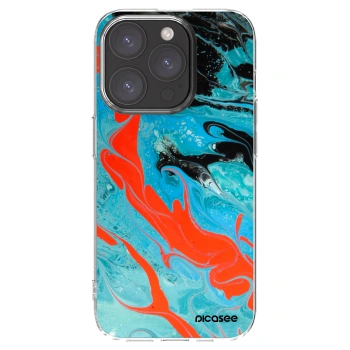 Picasee silikónový prehľadný obal pre Apple iPhone 15 Pro - Blue Magma