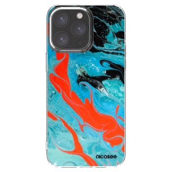 Picasee silikónový prehľadný obal pre Apple iPhone 15 Pro Max - Blue Magma