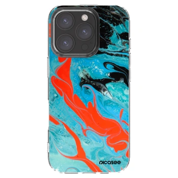 Picasee silikónový prehľadný obal pre Apple iPhone 16 Pro - Blue Magma