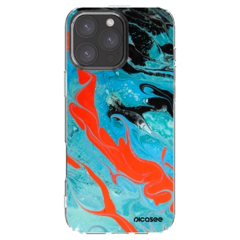 Picasee silikónový prehľadný obal pre Apple iPhone 16 Pro Max - Blue Magma