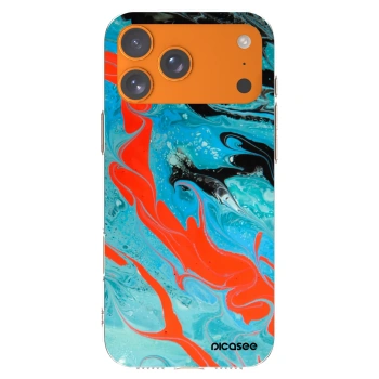Picasee silikónový prehľadný obal pre Apple iPhone 17 Pro Max - Blue Magma