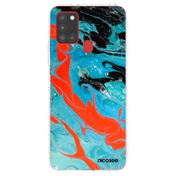 Picasee silikónový prehľadný obal pre Samsung Galaxy A21s - Blue Magma