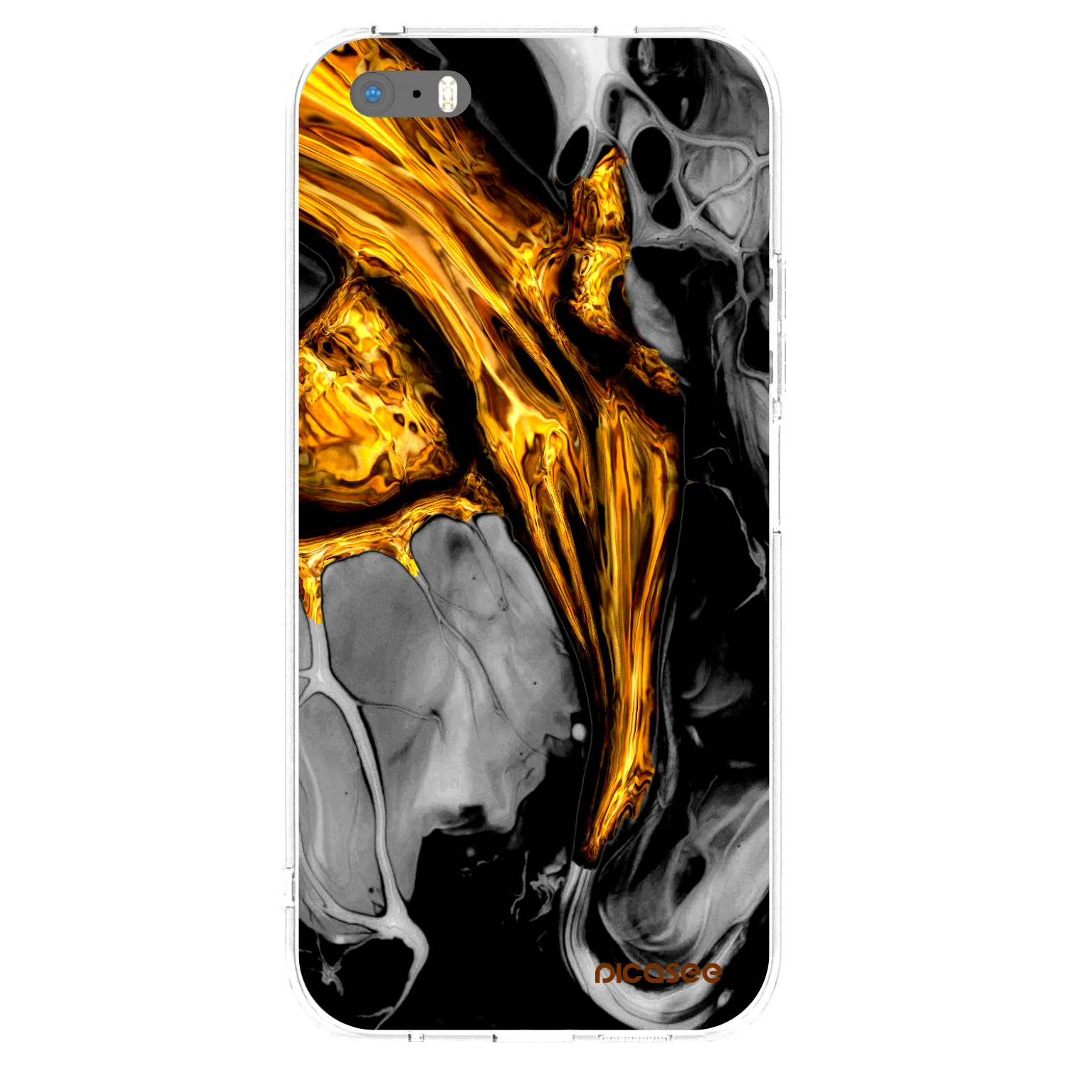 Picasee silikónový prehľadný obal pre Apple iPhone 5/5S/SE - Black Gold