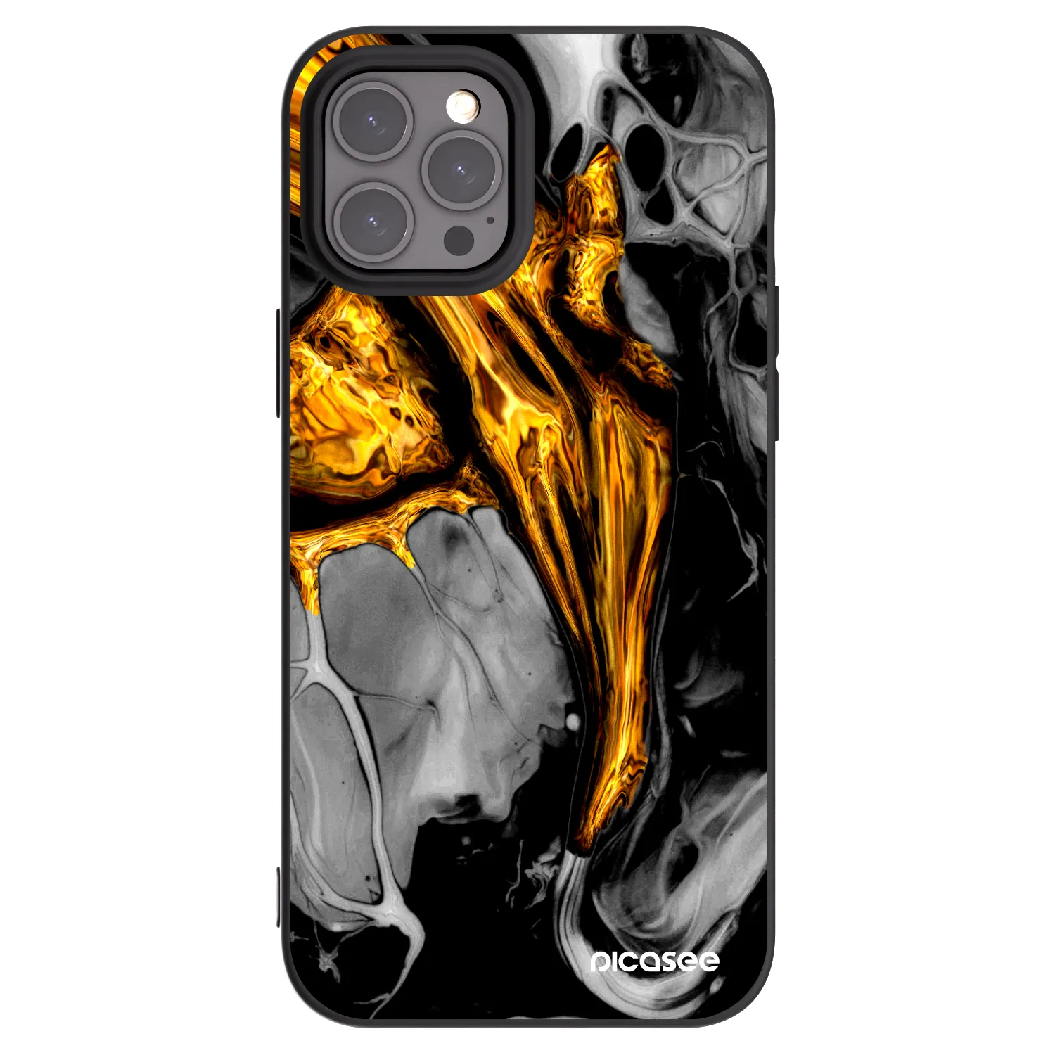 Picasee silikónový čierny obal pre Apple iPhone 12 Pro Max - Black Gold