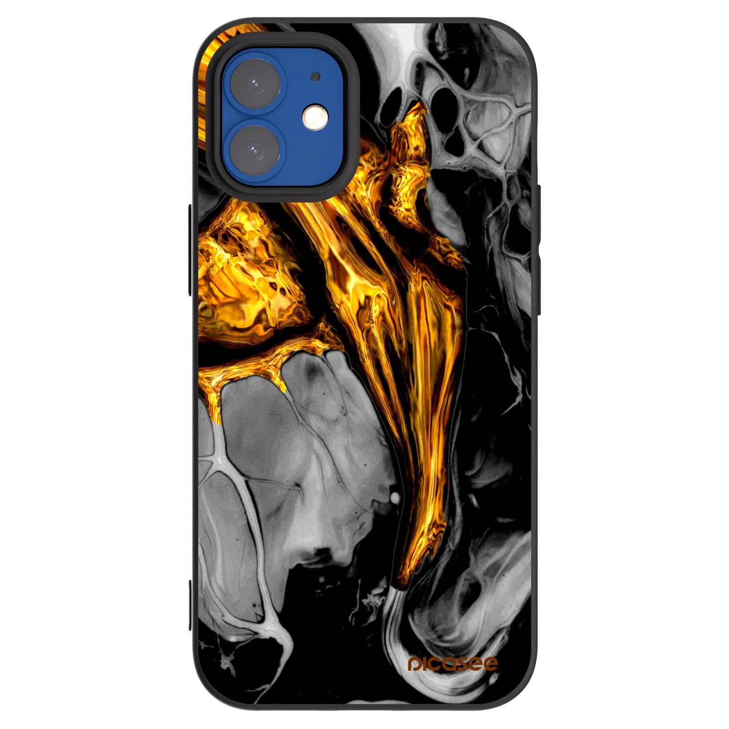 Picasee silikónový čierny obal pre Apple iPhone 12 mini - Black Gold