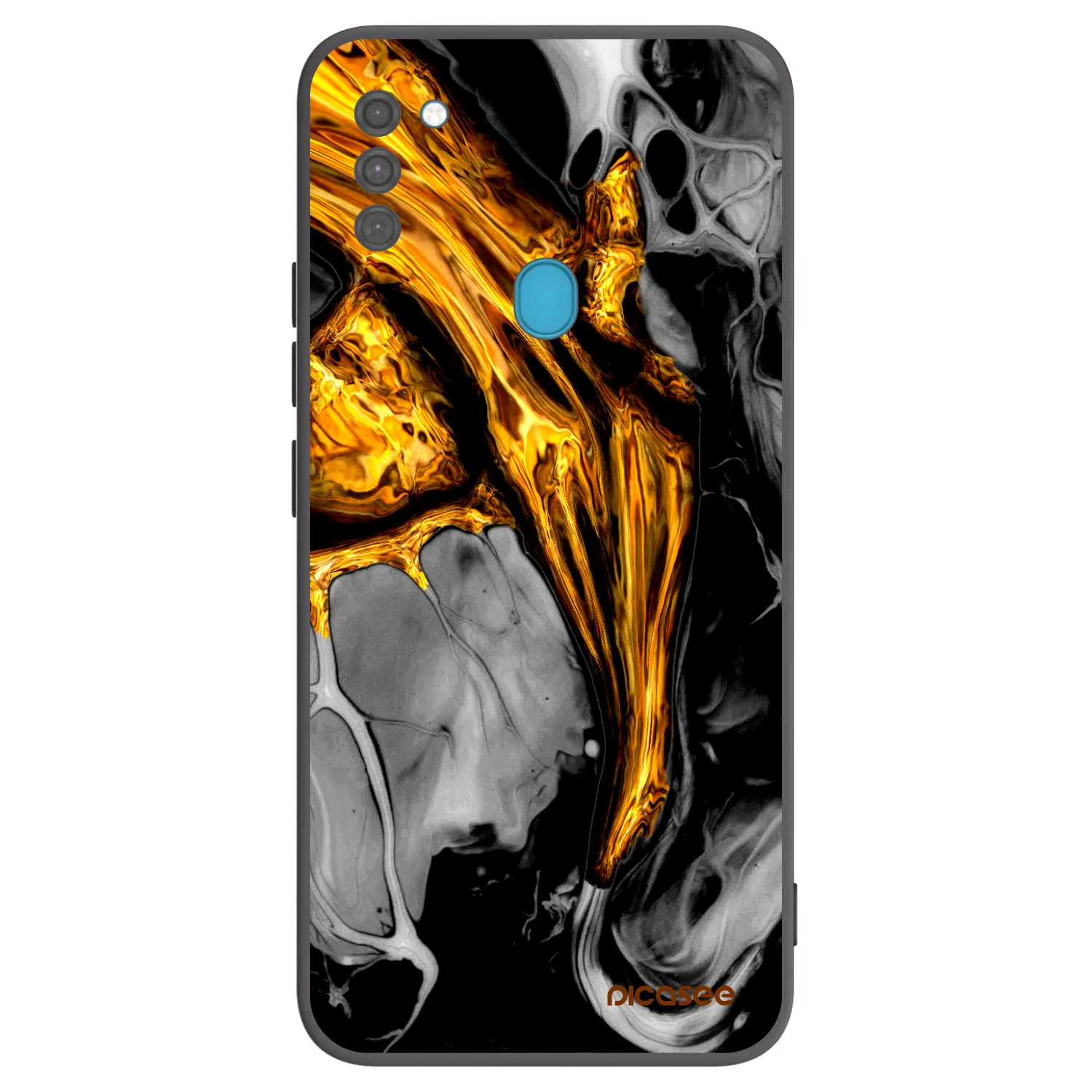 Picasee silikónový čierny obal pre Samsung Galaxy M11 - Black Gold