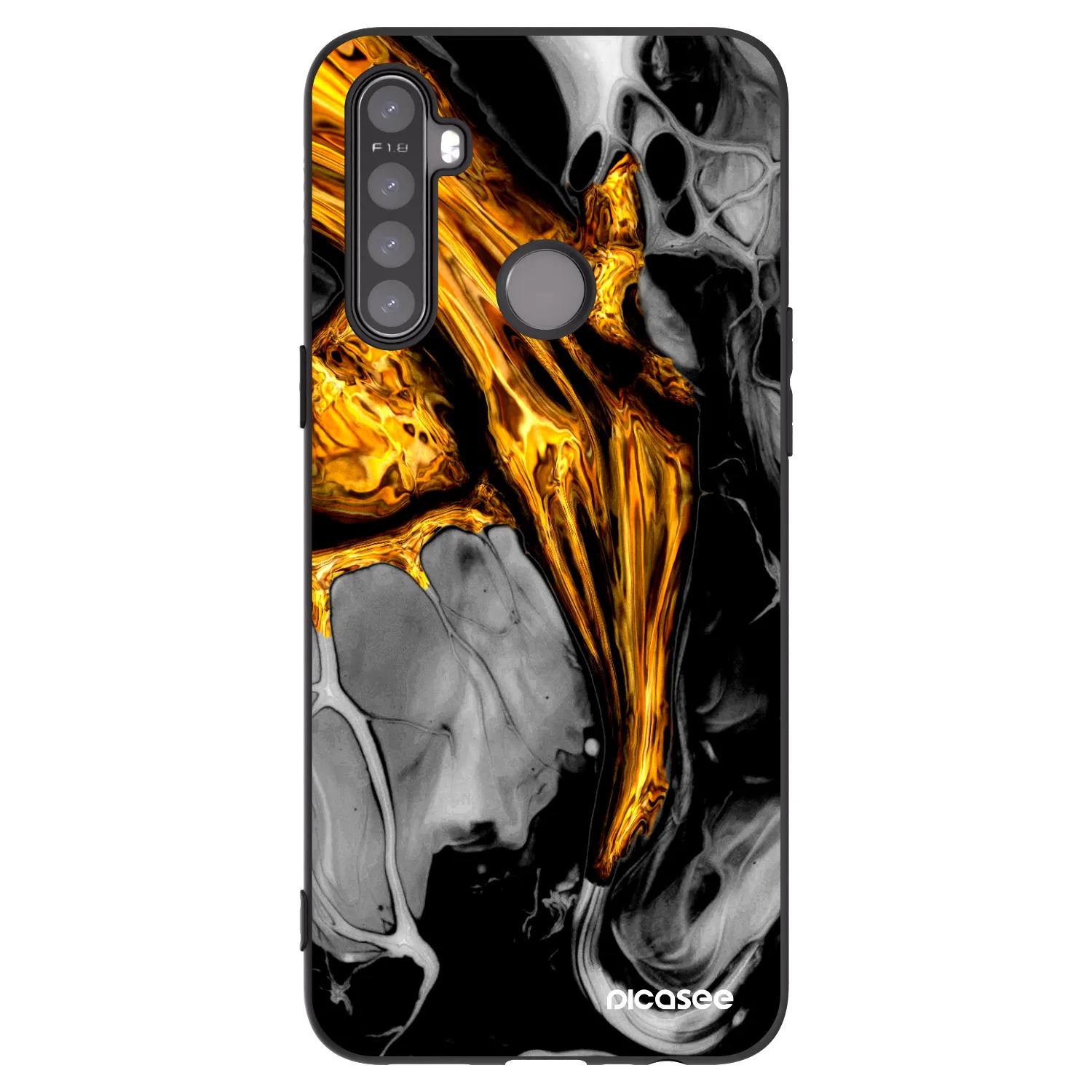 Picasee silikónový čierny obal pre Realme 6i - Black Gold