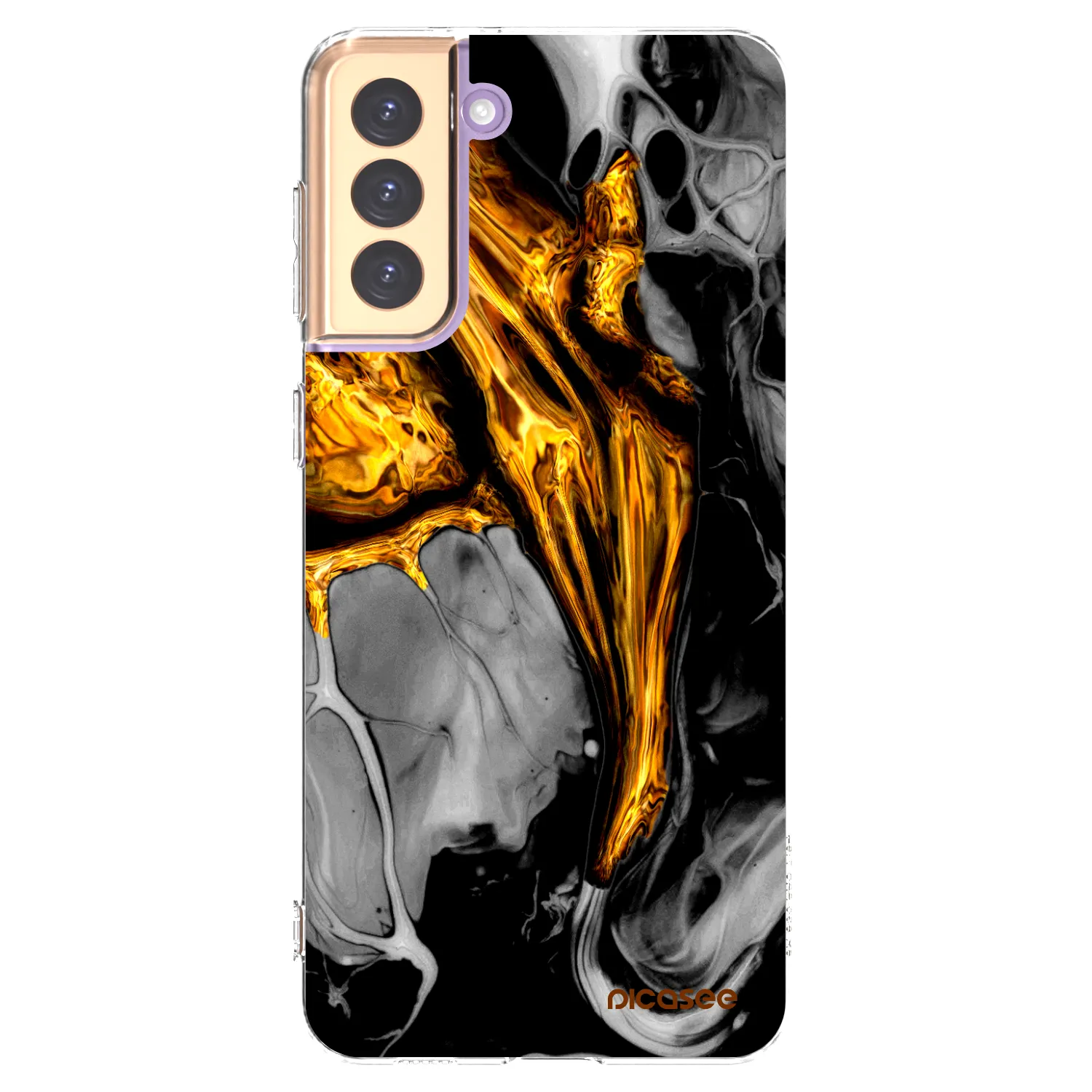 Picasee silikónový prehľadný obal pre Samsung Galaxy S21+ 5G G996F - Black Gold