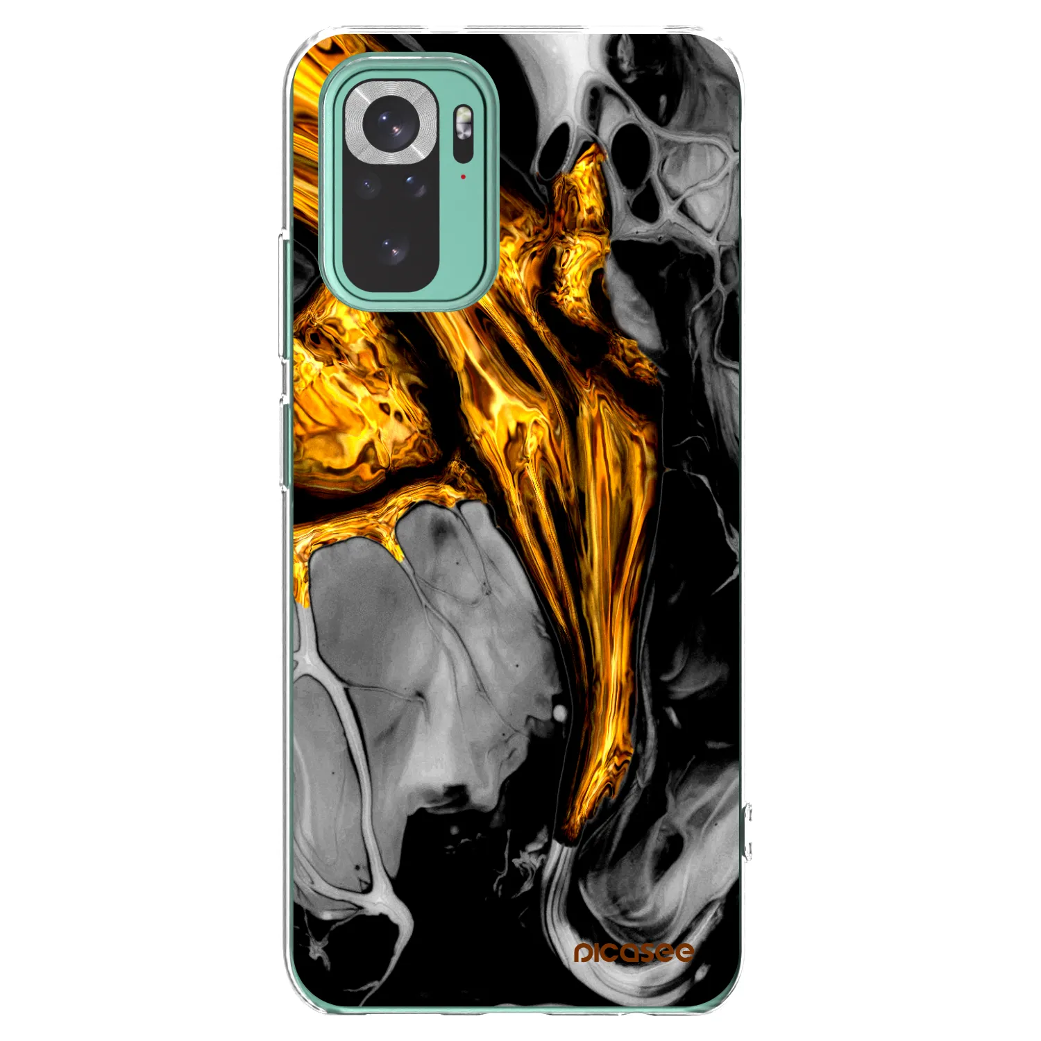 Picasee silikónový prehľadný obal pre Xiaomi Redmi Note 10 Pro - Black Gold