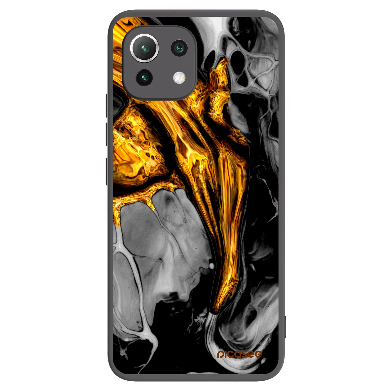 Picasee silikónový čierny obal pre Xiaomi Mi 11 Lite - Black Gold