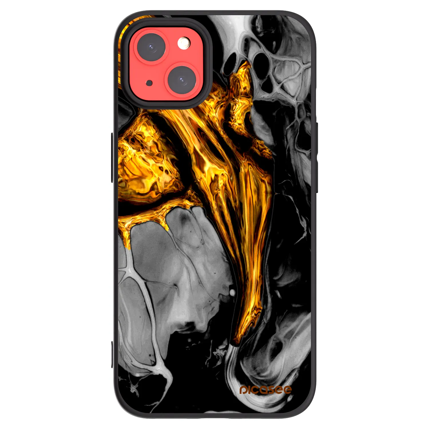 Picasee silikónový čierny obal pre Apple iPhone 13 - Black Gold