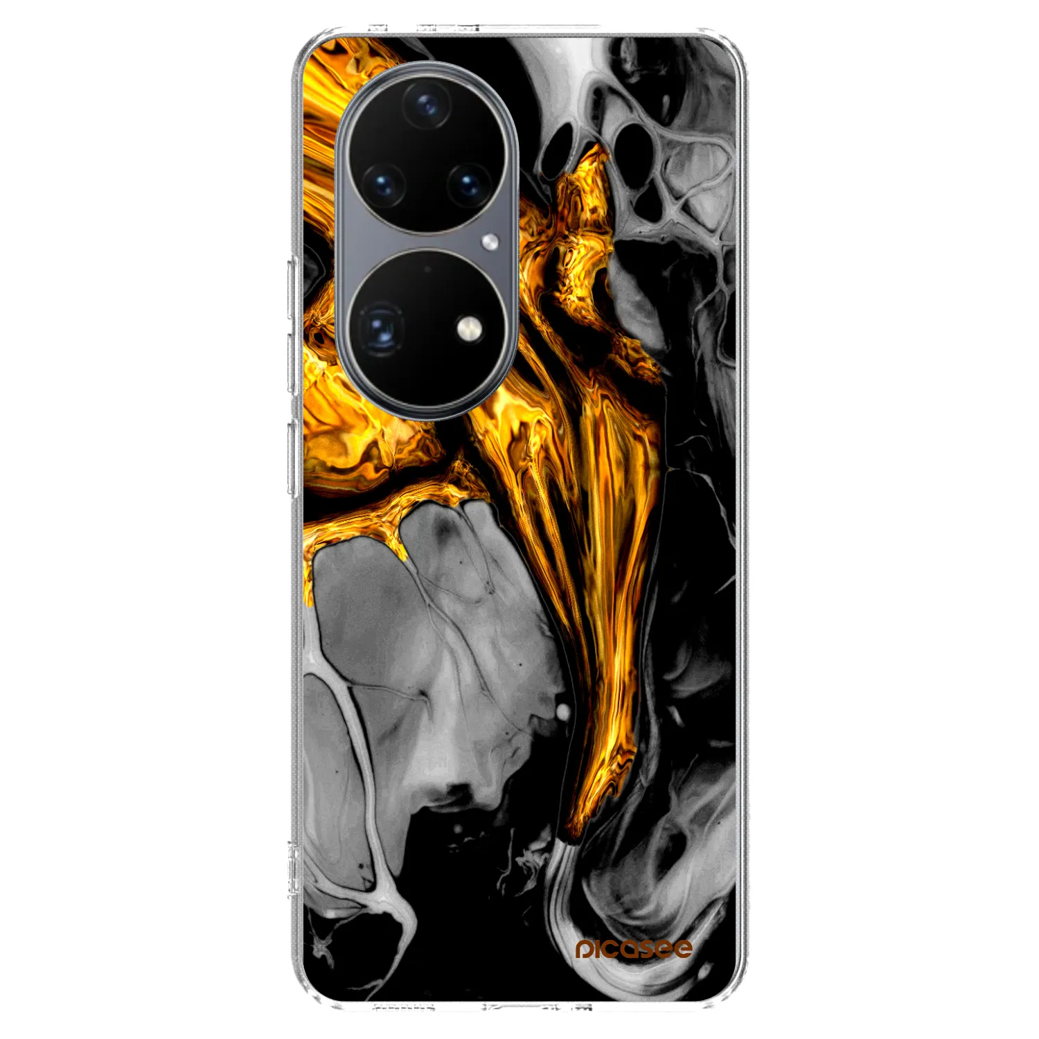 Picasee silikónový prehľadný obal pre Huawei P50 - Black Gold