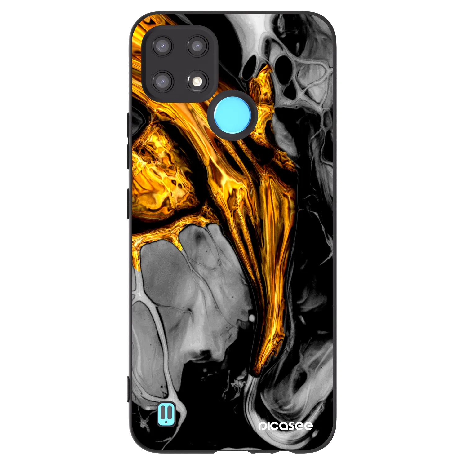Picasee silikónový čierny obal pre Realme C21 - Black Gold