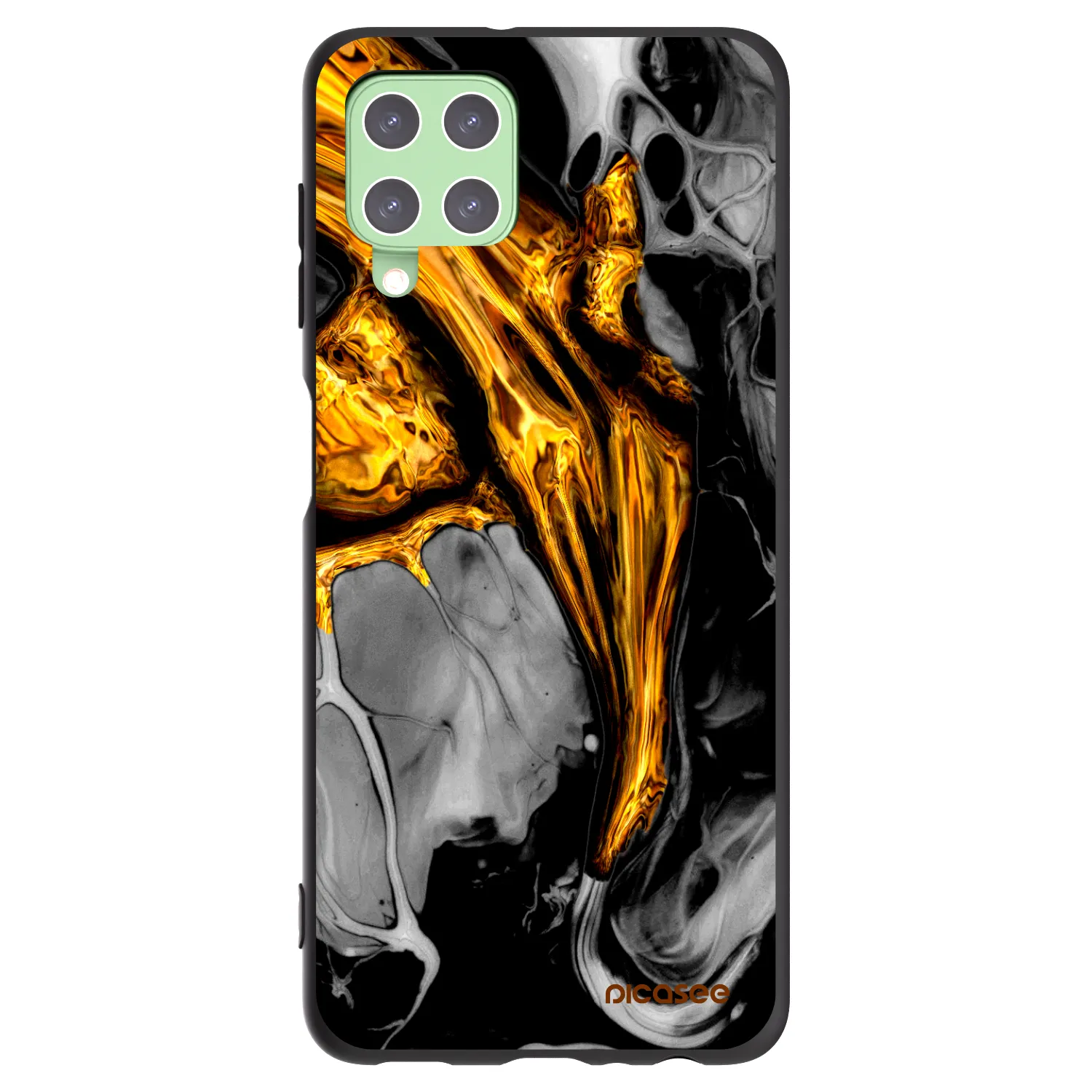 Picasee silikónový čierny obal pre Samsung Galaxy A22 A225F 4G - Black Gold