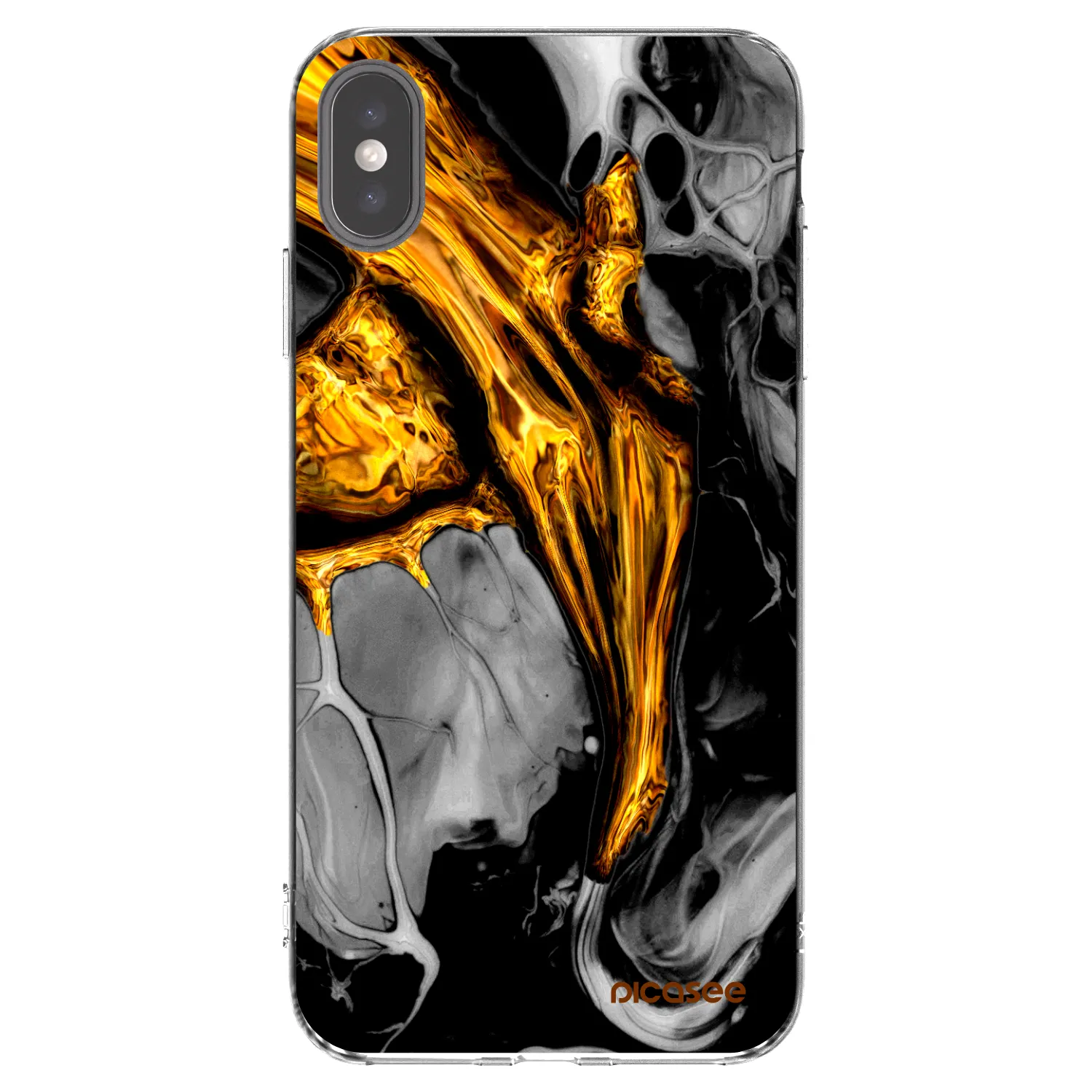 Picasee silikónový prehľadný obal pre Apple iPhone XS Max - Black Gold