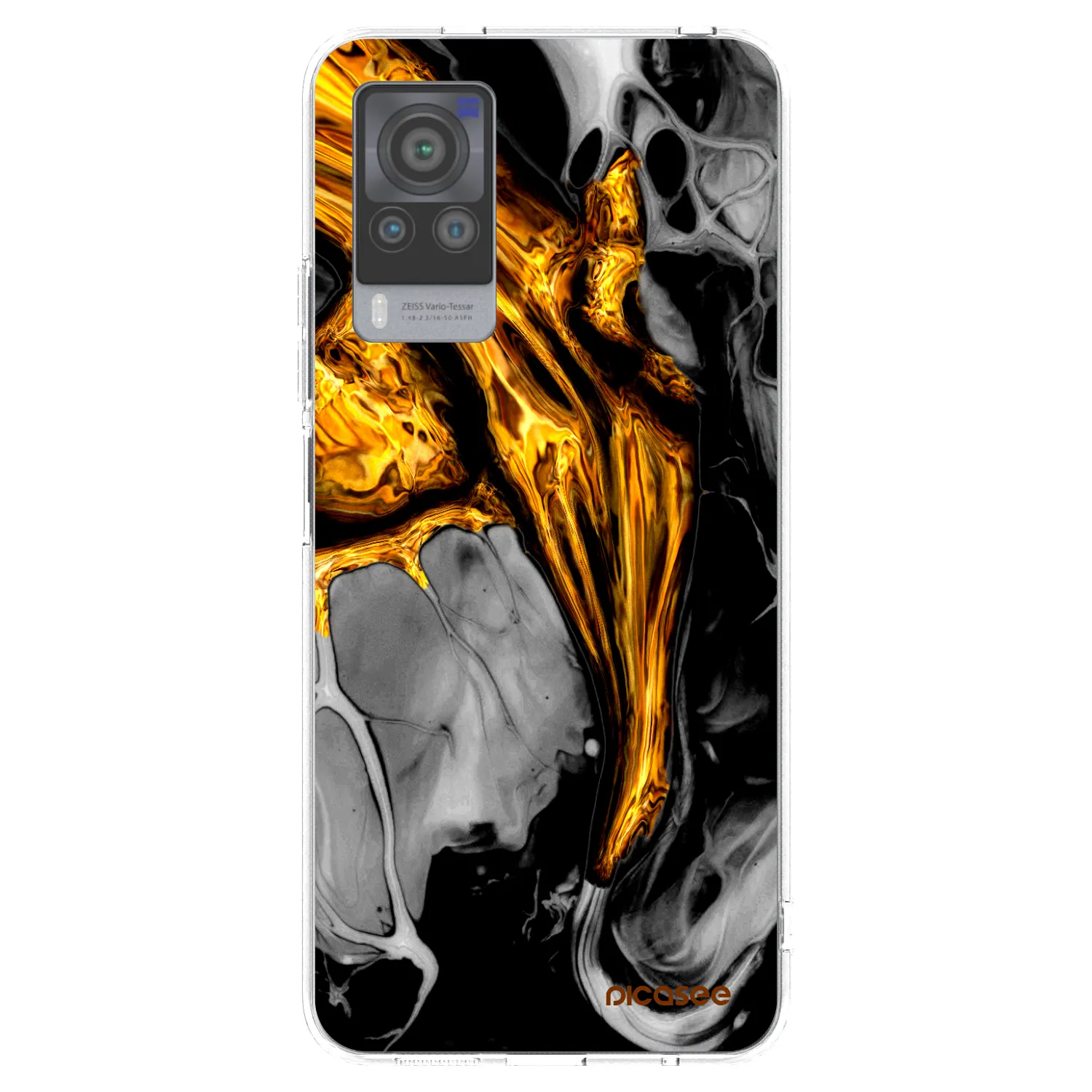 Picasee silikónový prehľadný obal pre Vivo X60 Pro 5G - Black Gold