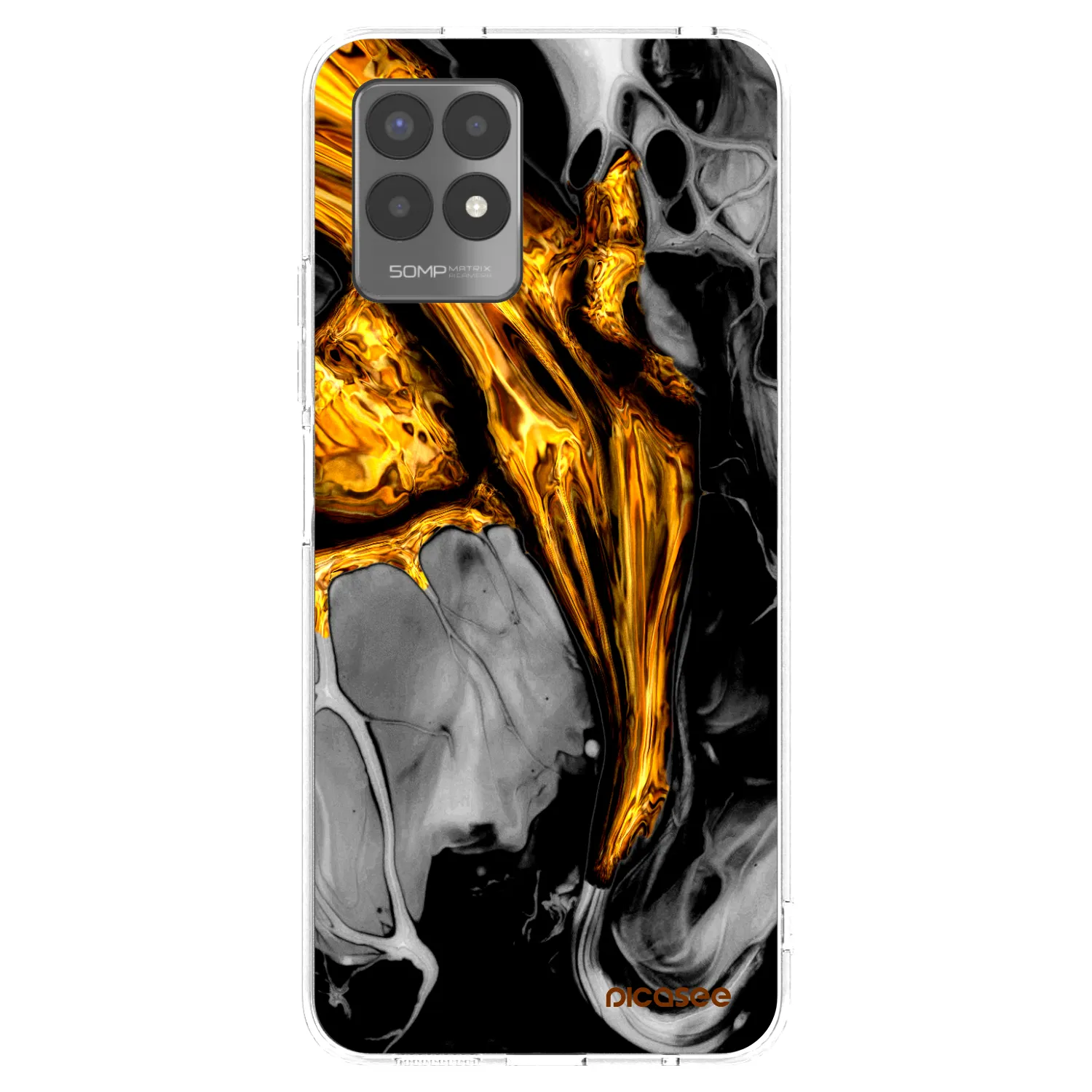 Picasee silikónový prehľadný obal pre Realme 8i - Black Gold