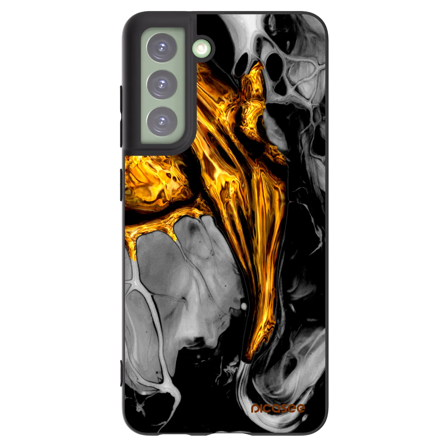Picasee silikónový čierny obal pre Samsung Galaxy S21 FE 5G - Black Gold