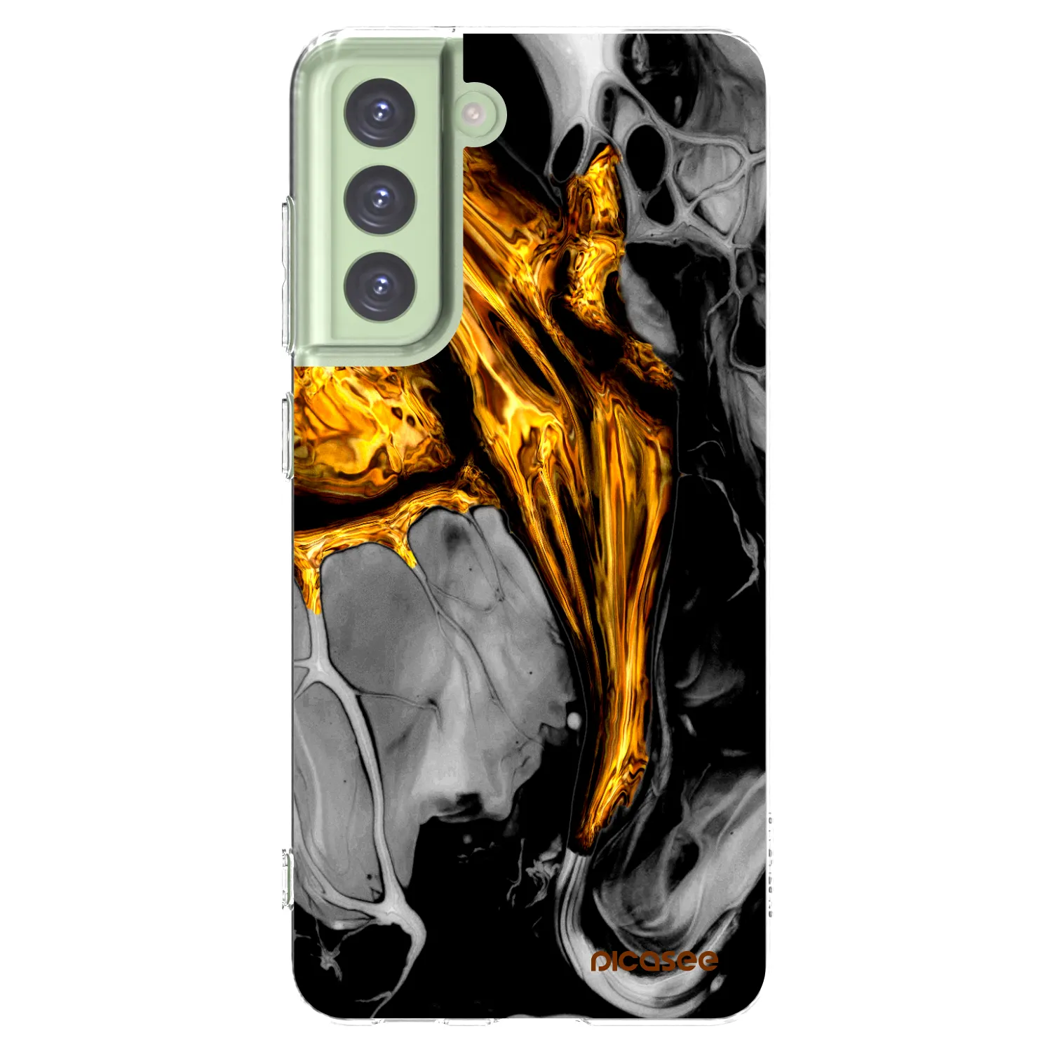 Picasee silikónový prehľadný obal pre Samsung Galaxy S21 FE 5G - Black Gold