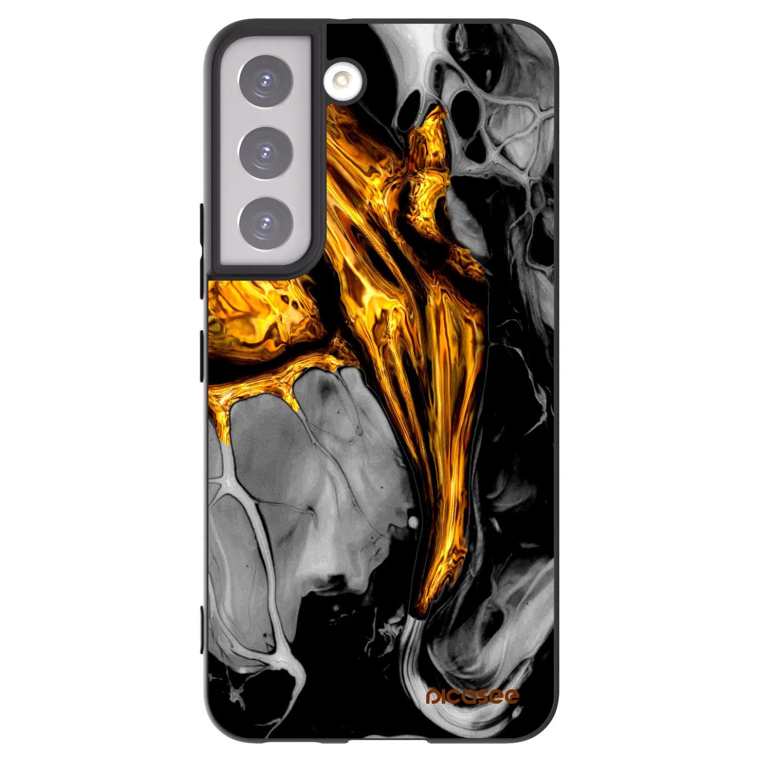 Picasee silikónový čierny obal pre Samsung Galaxy S22 5G - Black Gold