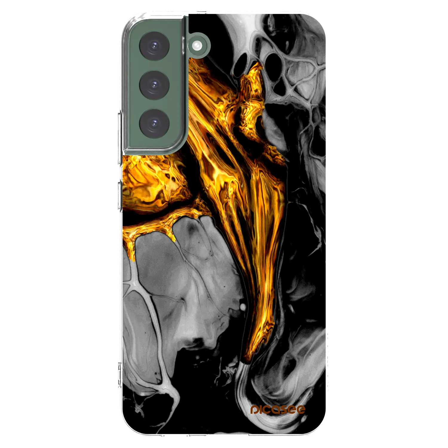 Picasee silikónový prehľadný obal pre Samsung Galaxy S22+ 5G - Black Gold