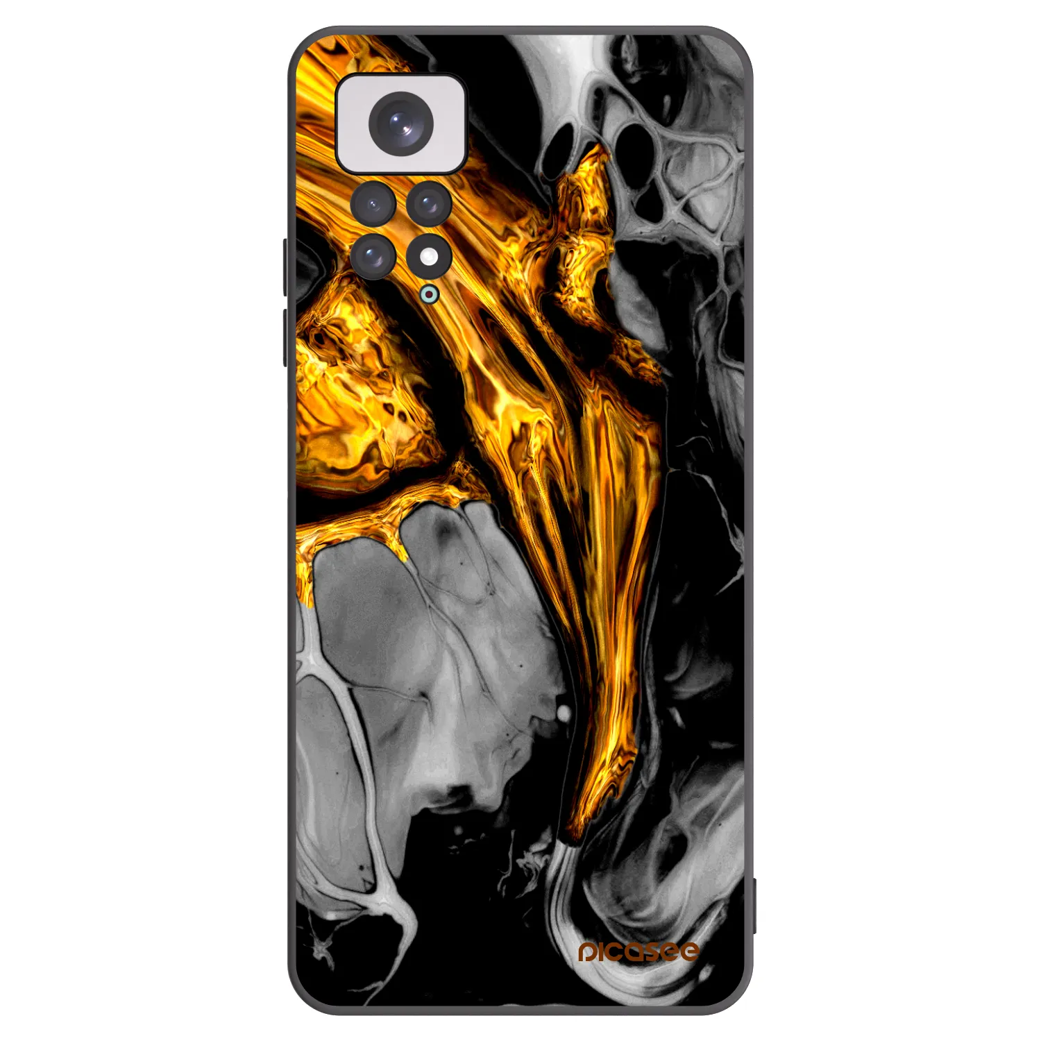Picasee silikónový čierny obal pre Xiaomi Redmi Note 11 - Black Gold