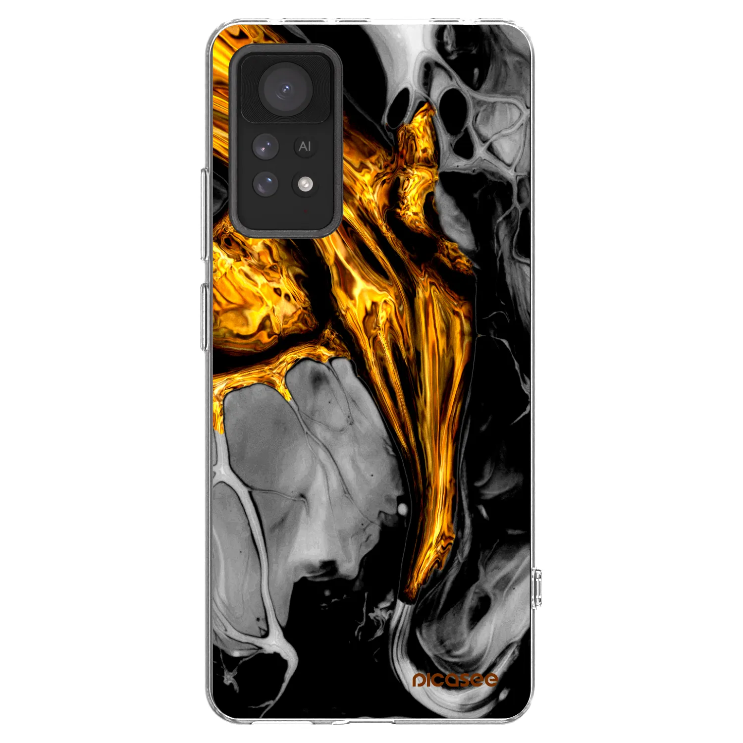 Picasee silikónový prehľadný obal pre Xiaomi Redmi Note 11 Pro - Black Gold