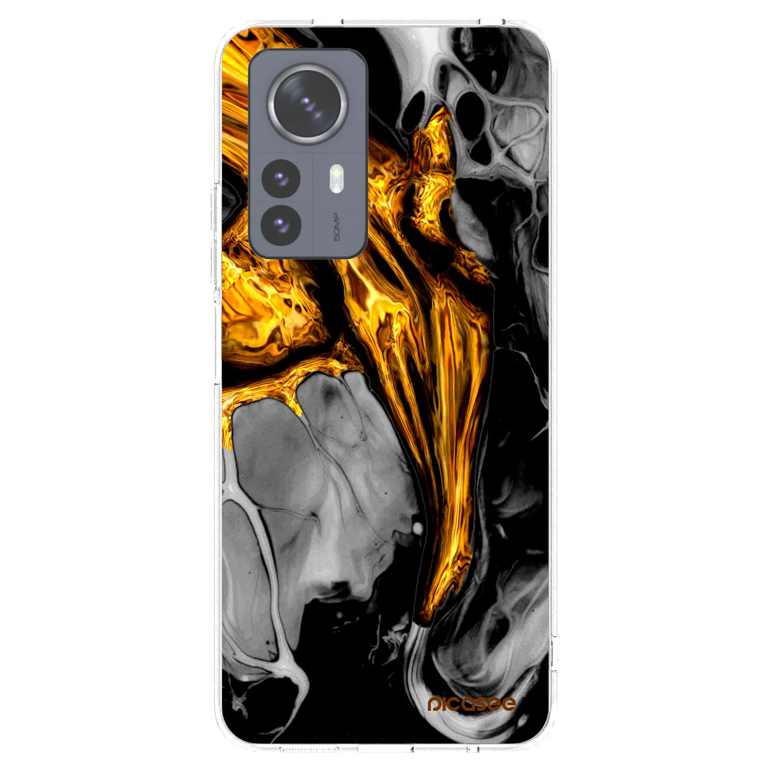 Picasee silikónový prehľadný obal pre Xiaomi 12 Pro - Black Gold