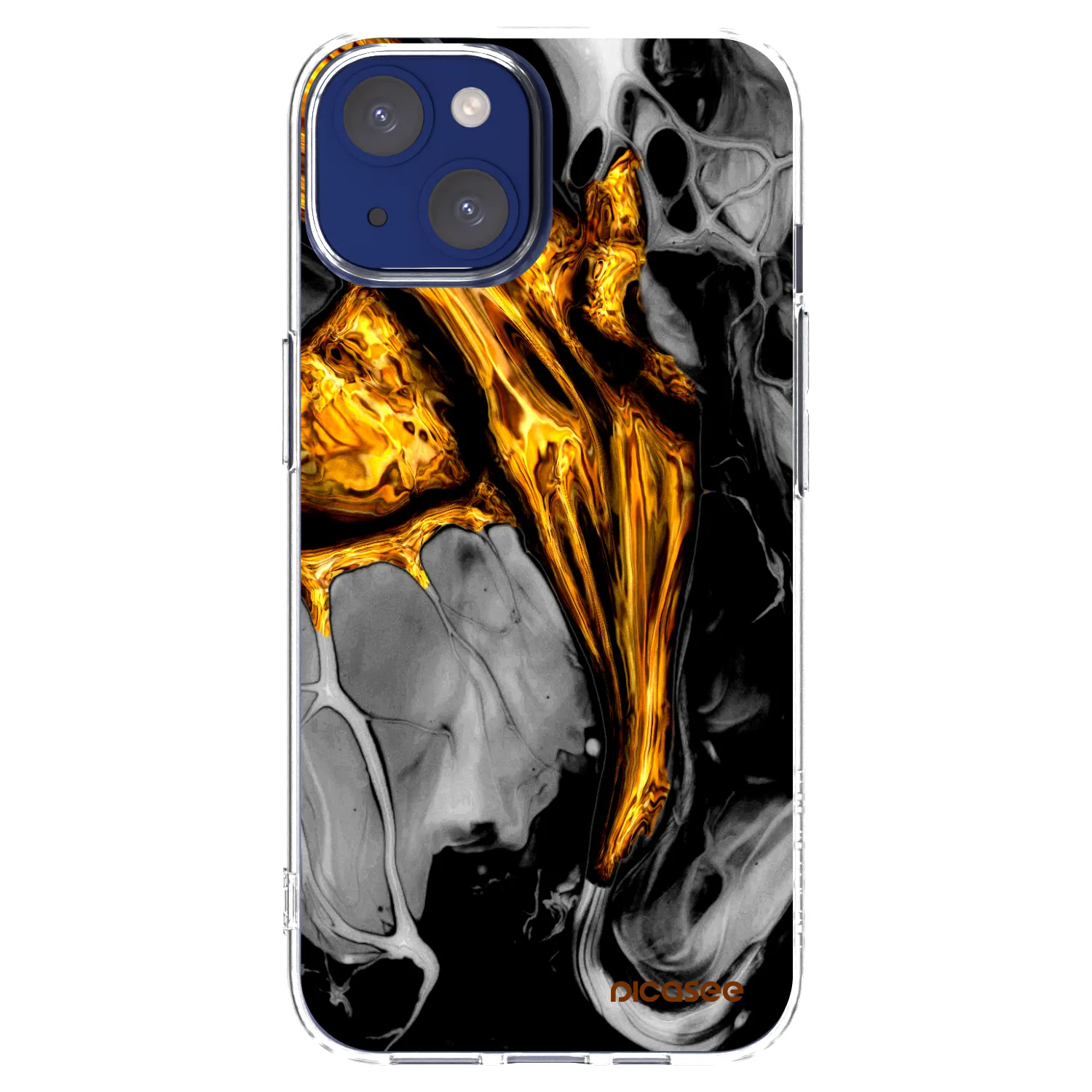 Silikónový prehľadný obal pre Apple iPhone 14 - Black Gold