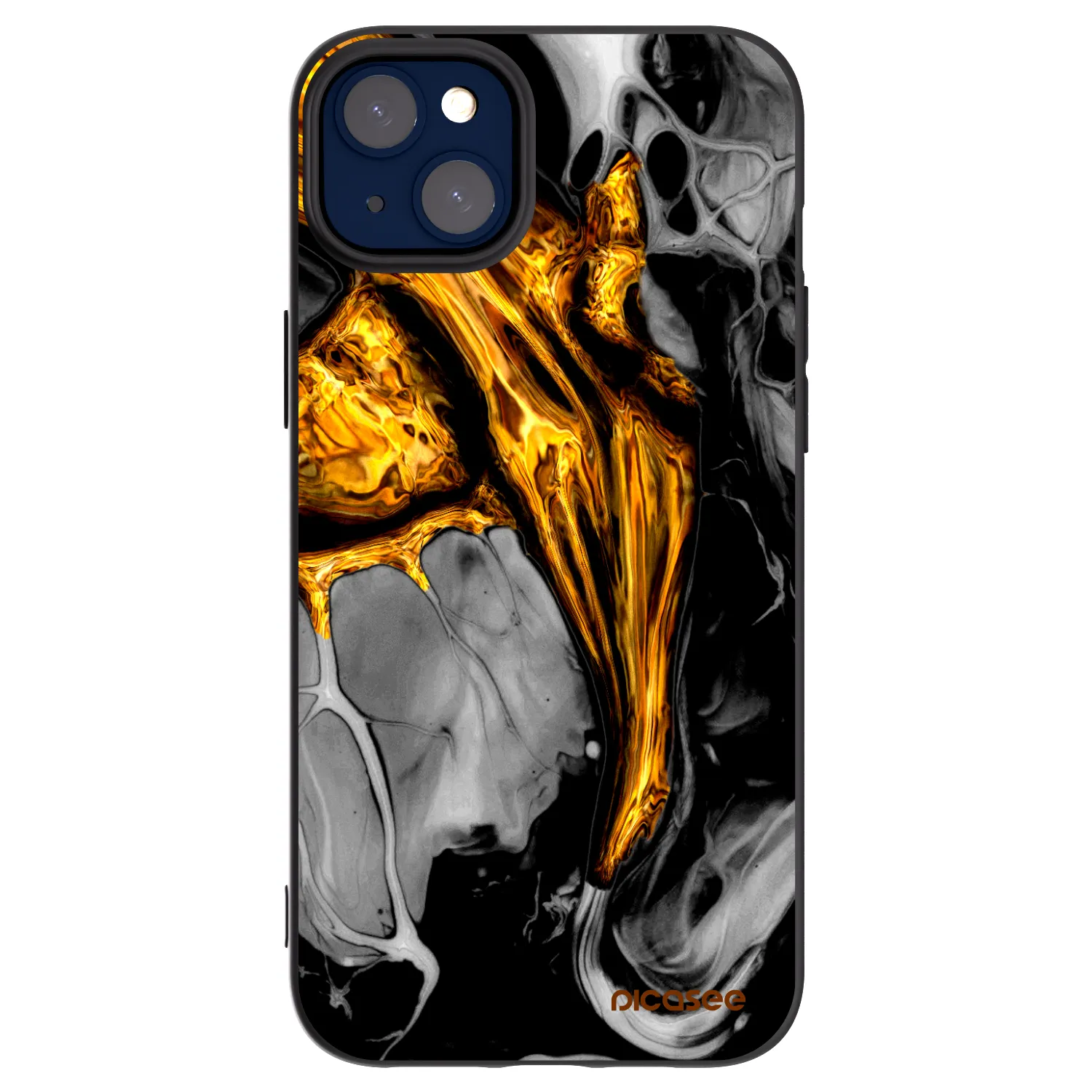 Picasee silikónový čierny obal pre Apple iPhone 14 Plus - Black Gold
