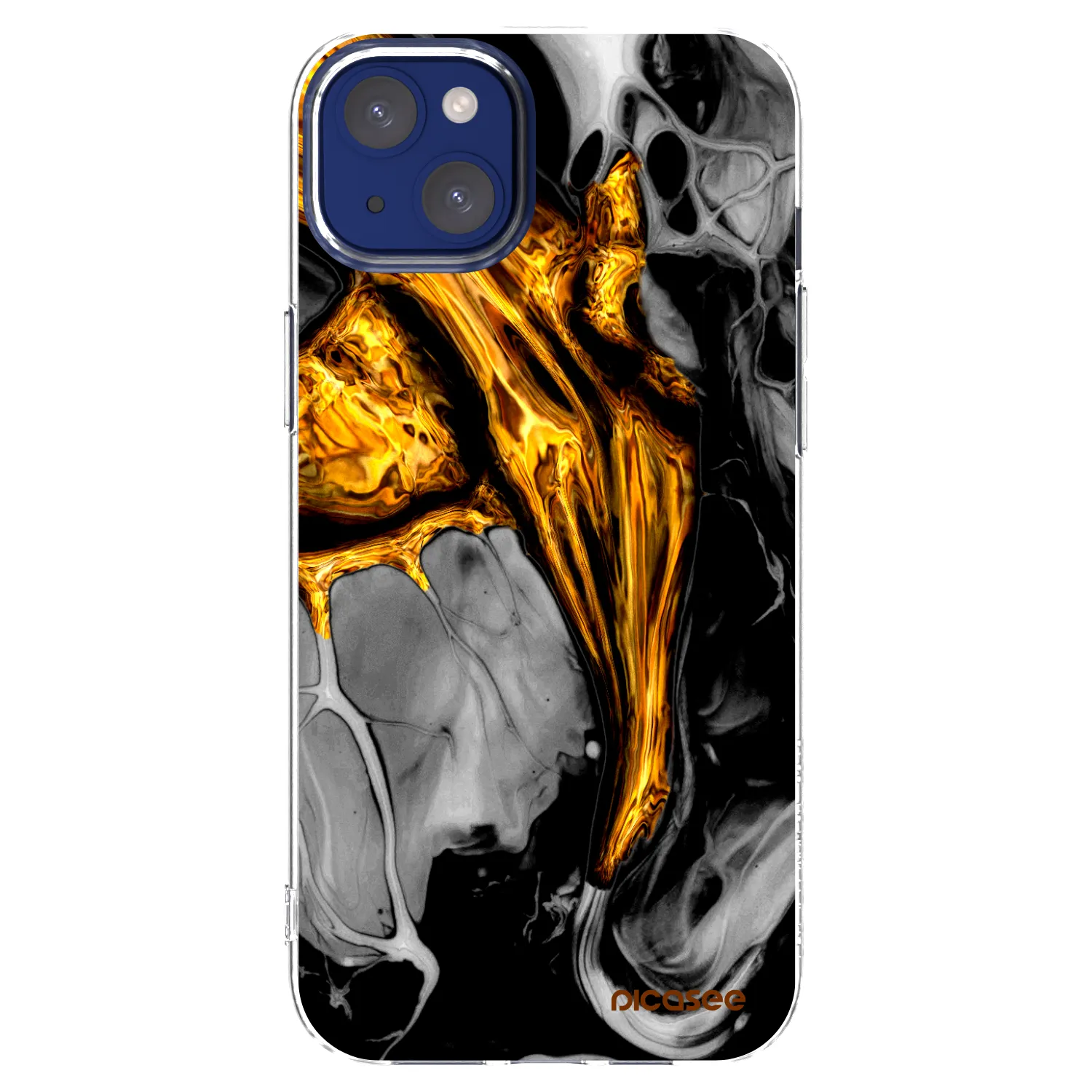 Picasee silikónový prehľadný obal pre Apple iPhone 14 Plus - Black Gold