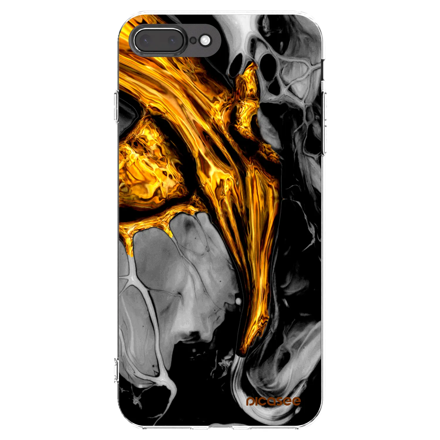 Picasee silikónový prehľadný obal pre Apple iPhone 8 Plus - Black Gold