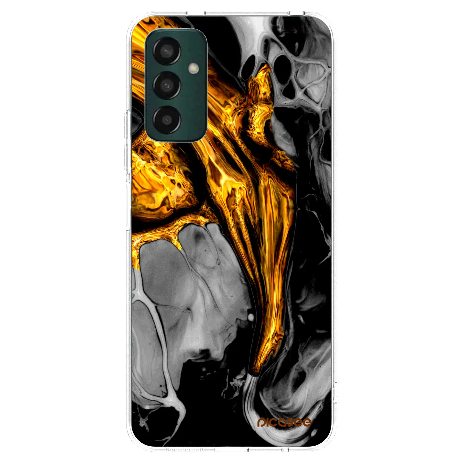 Picasee silikónový prehľadný obal pre Samsung Galaxy M13 M135F - Black Gold